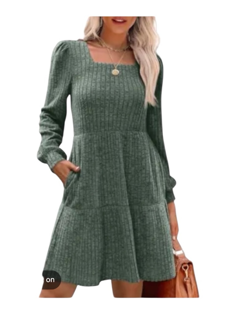 Sampeel Ribbed Knit Fit & Flare Sweater Dress Gray NWT Today‎ Show Featured Med